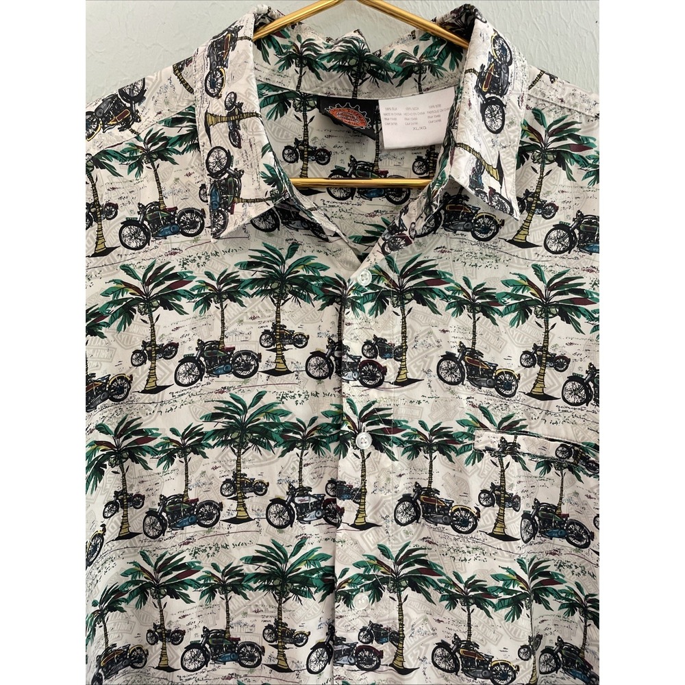 Vintage Harley Davidson Motorcycles Shirt Mens XL 100% Silk Hawaiian Button Up - Picture 2 of 6